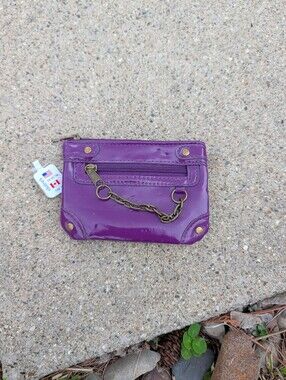 Y2K 2000s Vintage Purple Patent Leather Gold Coin Purse Wallet Deadstock Vntg